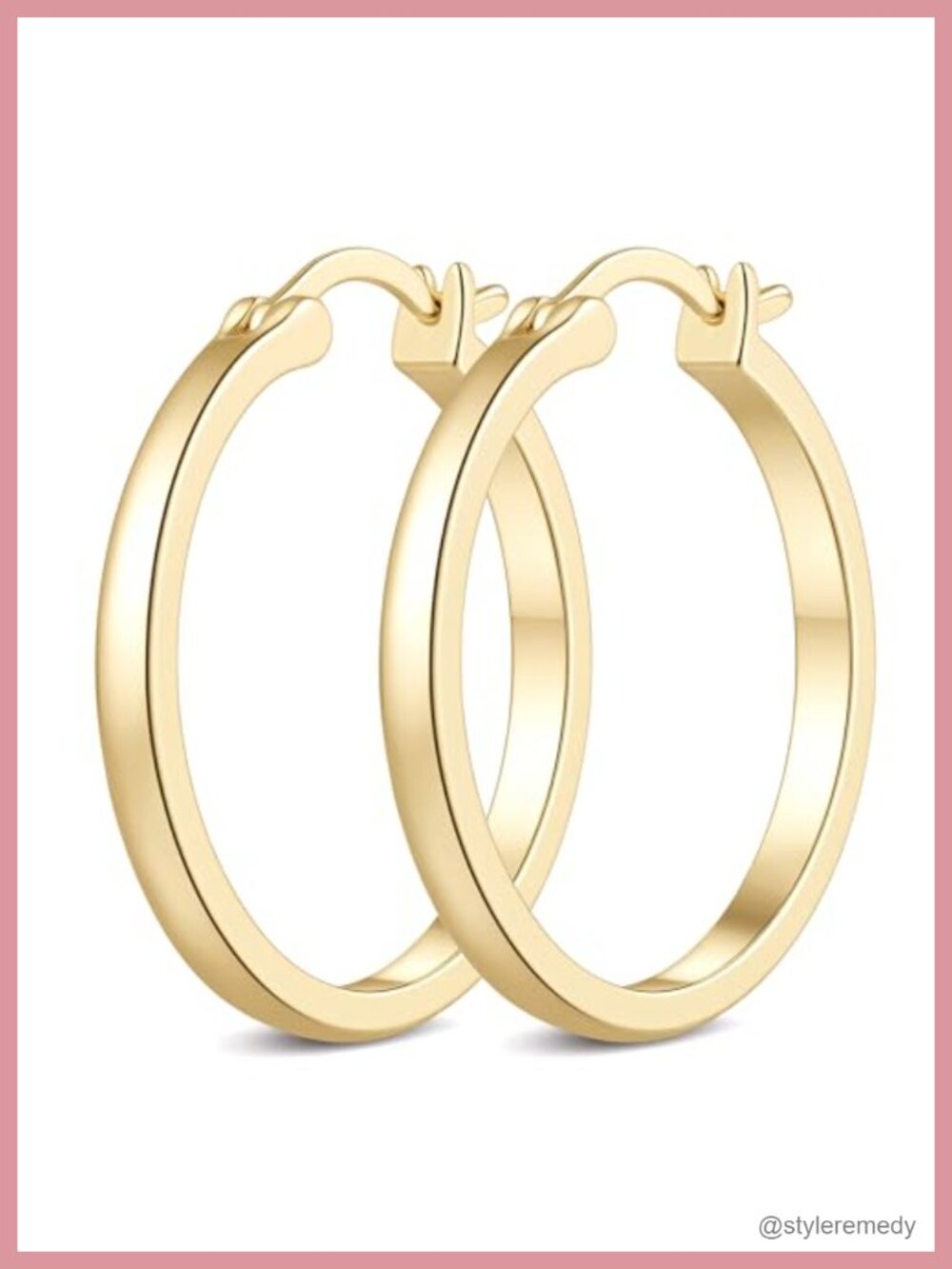 14k Gold Plated Hoop Earrings Latch Back 25mm